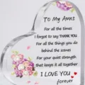 Detail de plaque en acrylique transparente avec message pour tante et motif floral. - Style Gratitude Tante (SS047) / 10x10x10mm Épaisseur