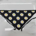 Handmade crochet daisy bandana knitted hair scarf vintage floral head wrap hair accessory - One Size / Black Flower