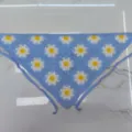 Handmade crochet floral bandana with daisy granny squares and blue ties for women. - One Size / Blue Flower
