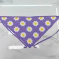 Purple crochet floral bandana, handmade style knitted triangle hair scarf for women. - One Size / Purple Flower