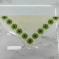 Handmade crochet floral triangle bandana knitted hair scarf cute vintage fashion head accessory. - One Size / Green Daisy