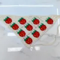 Hand-crocheted strawberry print triangular headscarf cute knit hair band accessory - One Size / Red Strawberry