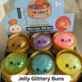 Bunter Glitzer Brötchen Squishy Fidget Spielzeug mit Dämpferkorb, weiches Anti-Stress-Spielzeug. - Zufällig Eins / Pektin Glitzer Brötchen (8.5cm)