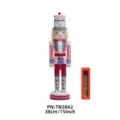 Statua schiaccianoci in legno 38cm con cappello torta rosa decorazione natalizia soprammobile casa - Rosa