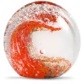 Handmade Glass Wave Paperweight Sphere Decorative Art Home Office Desk Red Gold Decor Item - 8cm / Red