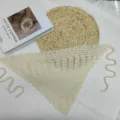 Beige crochet hair bandana, handmade knit triangle kerchief, vintage cute hair accessory. - One Size / Apricot Headscarf
