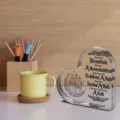 Plaque Cœur Acrylique Transparente Citation Islamique Déco De Bureau Cadeau Objet - Style Citation Religieuse (TT016) / 10x10x10mm Épaisseur