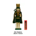 Statuetta Schiaccianoci Verde 38cm Decorazione Natalizia Artigianato Legno Regalo - Verde e Oro