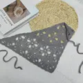 Dark grey crochet hair scarf, floral lace triangle bandana, boho knitted headwear accessory - One Size / Purple Gray Square