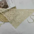 Beige crochet triangle scarf, handmade knit hairband and hollow floral headband for women. - One Size / Apricot Big Circle