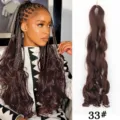 Synthetische lange golvende haarextensions Franse krullende haarstukken bruin 33# - 33# Donker Roodbruin