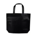 Bolsa de compras negra de tela no tejida, bolso ecológico reutilizable con asas fuertes. - Negro