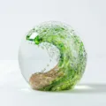 Handcrafted Glass Wave Paperweight Decorative Crystal Sphere For Home Office Desk Decor Gift - Verdant