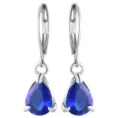 Elegante Blaue Tropfen Zirkon Ohrringe in Silber Leverback Ohrhänger für Damen - Saphirblau