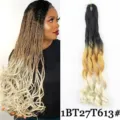 Lange krullende synthetische haarverlenging ombre golvende pruik haarstuk vrouwen - 1BT27T613# Ombre Kleur