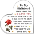 Plaque Coeur Acrylique Cadeau Amie Romantique Decoration Bureau Saint Valentin Amour - Style Amour Rose Rouge (SS058) / 10x10x10mm Épaisseur