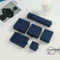 Set of dark blue drawer jewelry gift boxes in various sizes for necklaces rings and earrings. - 5x5x3.5cm / Dark Blue