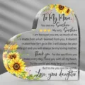 Fete des meres plaque acrylique coeur cadeau deco table tournesol maman 2d ornament - Style Tournesol Fête des Mères (SS052) / 10x10x10mm Épaisseur