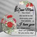 Plaque de coeur en acrylique transparent fête des mères décoration de table - Style Œillet Fête des Mères (SS050) / 10x10x10mm Épaisseur