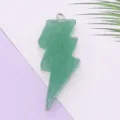 Colgante de cristal con forma de rayo de piedra natural para accesorio de joyería - 17x44mm / Aventurina Verde