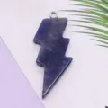 Colgante de cristal de rayo de piedra natural accesorio de joyería DIY para collar llavero - 17x44mm / Sodalita