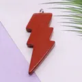Colgante de rayo de piedra roja accesorio de joyería DIY, componente charm de collar. - 17x44mm / Jaspe Rojo