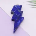 Colgante de Cristal con Forma de Rayo Lapis Lazuli Azul Accesorio Collar DIY Variante - 17x44mm / Lapislázuli