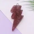 Colgante de cristal con forma de rayo de piedra natural accesorio de joyería DIY - 17x44mm / Cuarzo Fresa