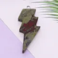 Colgante de cristal con forma de rayo de piedra natural para accesorios de joyería DIY. - 17x44mm / Piedra de Sangre de Dragón