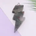 Colgante de cristal de piedra natural forma de rayo accesorio de joyería DIY para collar. - 17x44mm / Heliotropo