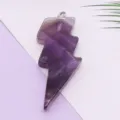 Colgante de cristal natural en forma de rayo DIY joyeria collar accesorio morado - 17x44mm / Amatista