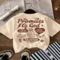 Μπεζ κοντομάνικο t-shirt με χριστιανικά συνθήματα και μοντέρνα streetwear αισθητική. - L / Κίτρινο