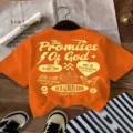 Πορτοκαλί streetwear t-shirt με τύπωμα γραφικών σλόγκαν, casual βαμβακερό κοντομάνικο μπλουζάκι - L / Πορτοκαλί