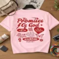 Ροζ βαμβακερό κοντομάνικο t-shirt με τύπωμα slogan γραφικό για γυναίκες streetwear - L / Ανοιχτό Ροζ