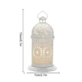 Gedetailleerd overzicht van witte decoratieve lantaarn met ster- en maanuitsparingen en licht. - MM3D018A / Met Warm Wit Licht / Marmerkleur