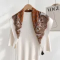 Braunes Paisley-Quadrat-Tuch für Damen, vintage Baumwoll-Leinen Halstuch, stylisches dünnes Tuch. - 60*60cm / Karamell Paisley