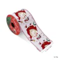 Cinta navideña con alambre para envolver regalos decoración de árbol de Navidad 6.3cm - Estilo de Patrón de Texto de Papá Noel / 6.3cm x 2.7m (3 Yardas)