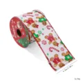 Cinta de alambre estampada con hombre de jengibre navideño para envolver regalos y manualidades. - Estilo de Patrón de Hombre de Jengibre y Dulce / 6.3cm x 2.7m (3 Yardas)