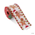 Cinta navideña con bonitos patrones de hombre de jengibre, ideal para manualidades y regalos. - Estilo de Patrón de Hombre de Jengibre a Rayas / 6.3cm x 2.7m (3 Yardas)
