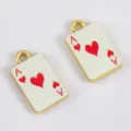 Zinc Alloy Ace of Hearts Playing Card Charm Gold Edge DIY Necklace Jewelry Accessory - Ace of Hearts (DZ5223) / 5 Pieces/Pack (10.7x18.2mm) / KC Gold