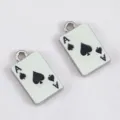 Zinc alloy oil drop ace of spades playing card metal pendant DIY necklace jewelry accessory - Ace of Spades (DZ5223) / 5 Pieces/Pack (10.7x18.2mm) / White K Gold