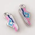 Leuke emaille sneaker schoen bedels legering dubbelzijdig gelakt DIY sieraden accessoires - Zilver Blauw Roze