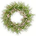 Detalle de corona de flores artificiales, hermosa decoración de pared de puerta rosa. - Estilo A