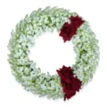 Vista detallada y exquisita de la corona floral artificial con flores blancas y rojas. - Estilo C