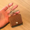 Bruine PU gewatteerde mini portemonnee sleutelhanger oortelefoon tas chique accessoire - Koffie