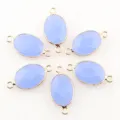 Pendentifs ovales en cristal bleu clair double anneau bordure or bijoux DIY accessoires - 28x15mm / Bleu ciel unique