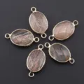 Pendentif ovale en pierre naturelle double trou pour bracelet et collier de bricolage - 28x15mm / Agate Grise Unique