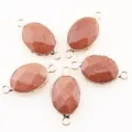 Connecteurs double boucle en pierre de soleil pendentifs ovales accessoires de bijoux DIY - 28x15mm / Pierre de Soleil Dorée Unique