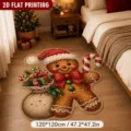 Christmas gingerbread man shaped rug, soft faux cashmere non-slip floor mat for bedroom, 120x120cm - Cartoon Gingerbread Man Style (2) / 40*60cm