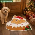 Christmas themed shaped doormat detail, cute rabbit in santa hat, soft cashmere-like material. - Rabbit Cake Shape (c-Sdyx 2) / 40x40cm
